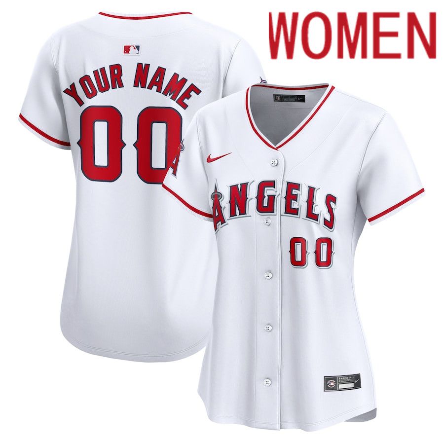 Women Los Angeles Angels Nike White Home Limited Custom MLB Jersey